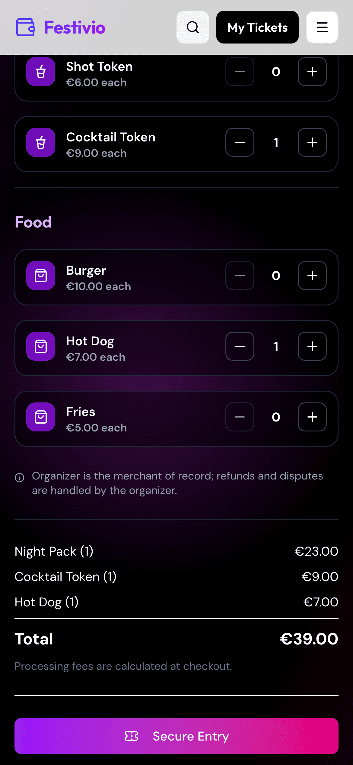 Food ordering on mobile